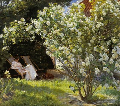 Marie in a Deckchair, Reading by Peder Severin Krøyer